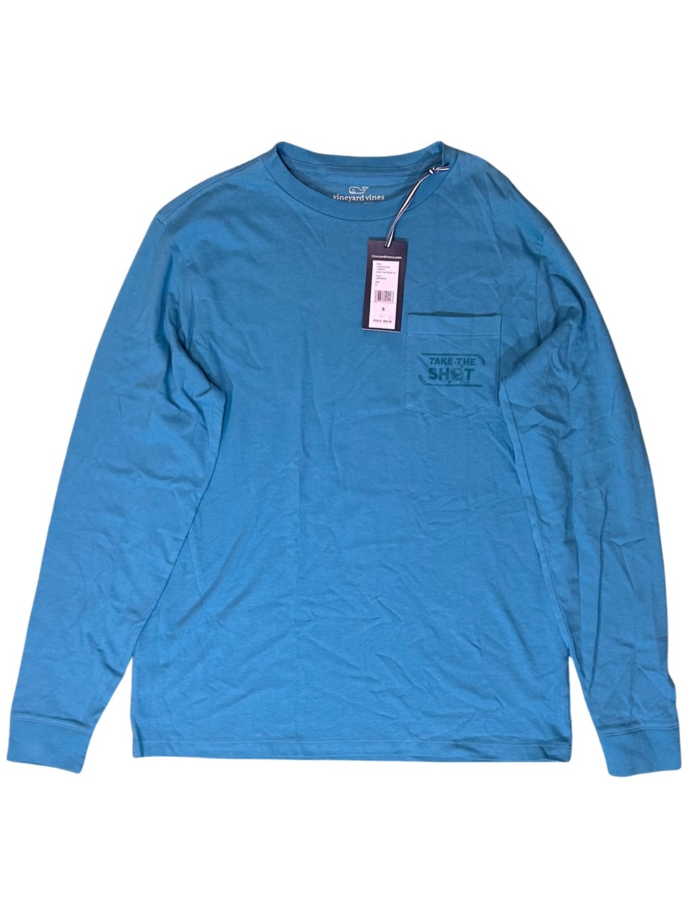 Vineyard Vines Larkspur Blue Hockey Take The Shot Long Sleeve Tee T-Shirt NWT S
